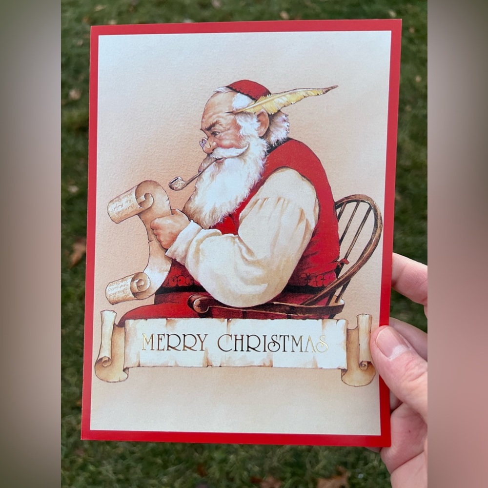 Burgoyne Vintage Christmas Cards Holiday Santa Claus Saint Nick Making A List